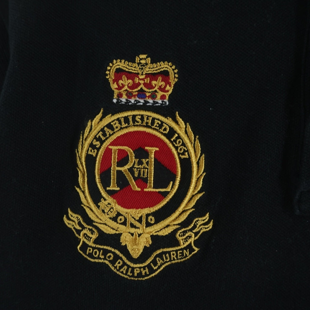 POLO RALPH LAUREN(ポロラルフローレン) 00S ビッグポニー ロゴ刺繍 長袖ポロシャツ カットソー ブラック