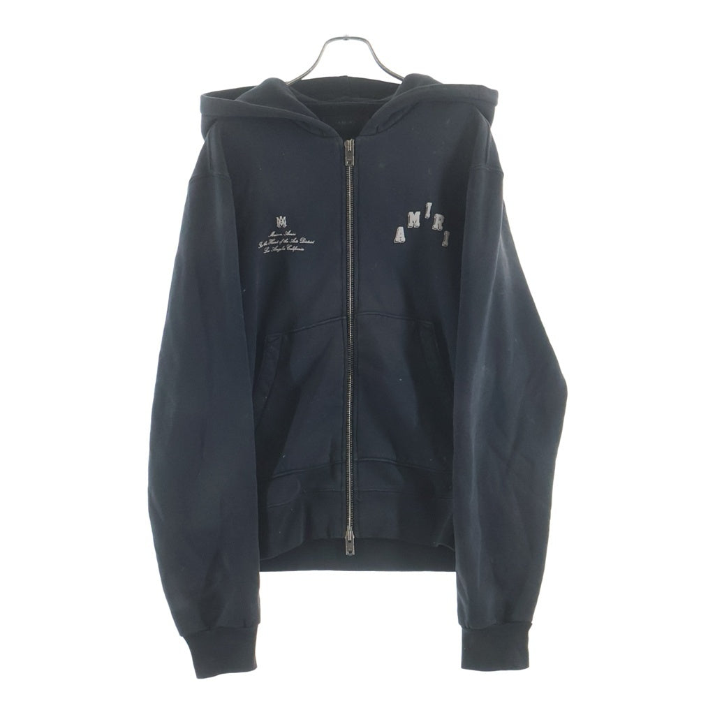 AMIRI(アミリ) VINTAGE COLLEGIATE ZIP HOODIE ヴィンテージ加工 カレッジプリント ジップアップフーディー パーカー ブラック