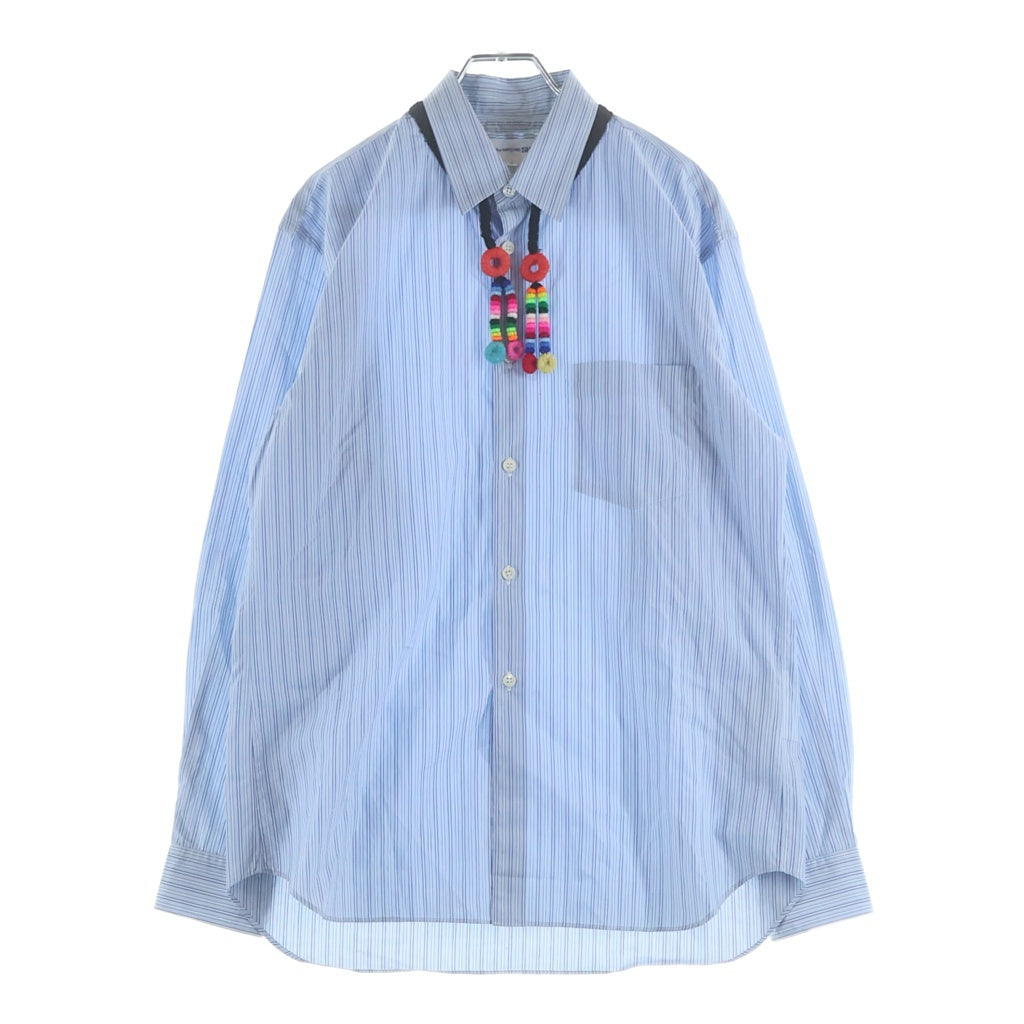 COMME des GARCONS SHIRT(コムデギャルソンシャツ) ネックストラップ ストライプ長袖シャツ ブルー W14040