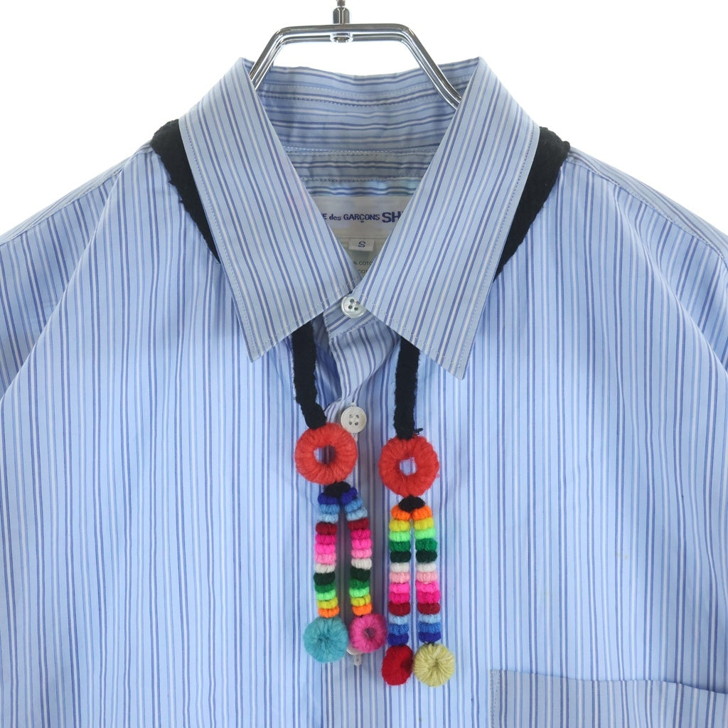 COMME des GARCONS SHIRT(コムデギャルソンシャツ) ネックストラップ ストライプ長袖シャツ ブルー W14040