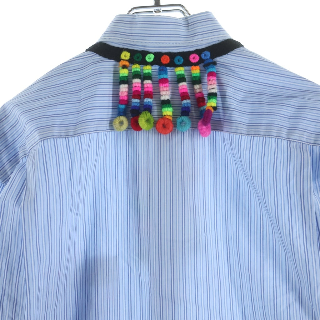 COMME des GARCONS SHIRT(コムデギャルソンシャツ) ネックストラップ ストライプ長袖シャツ ブルー W14040