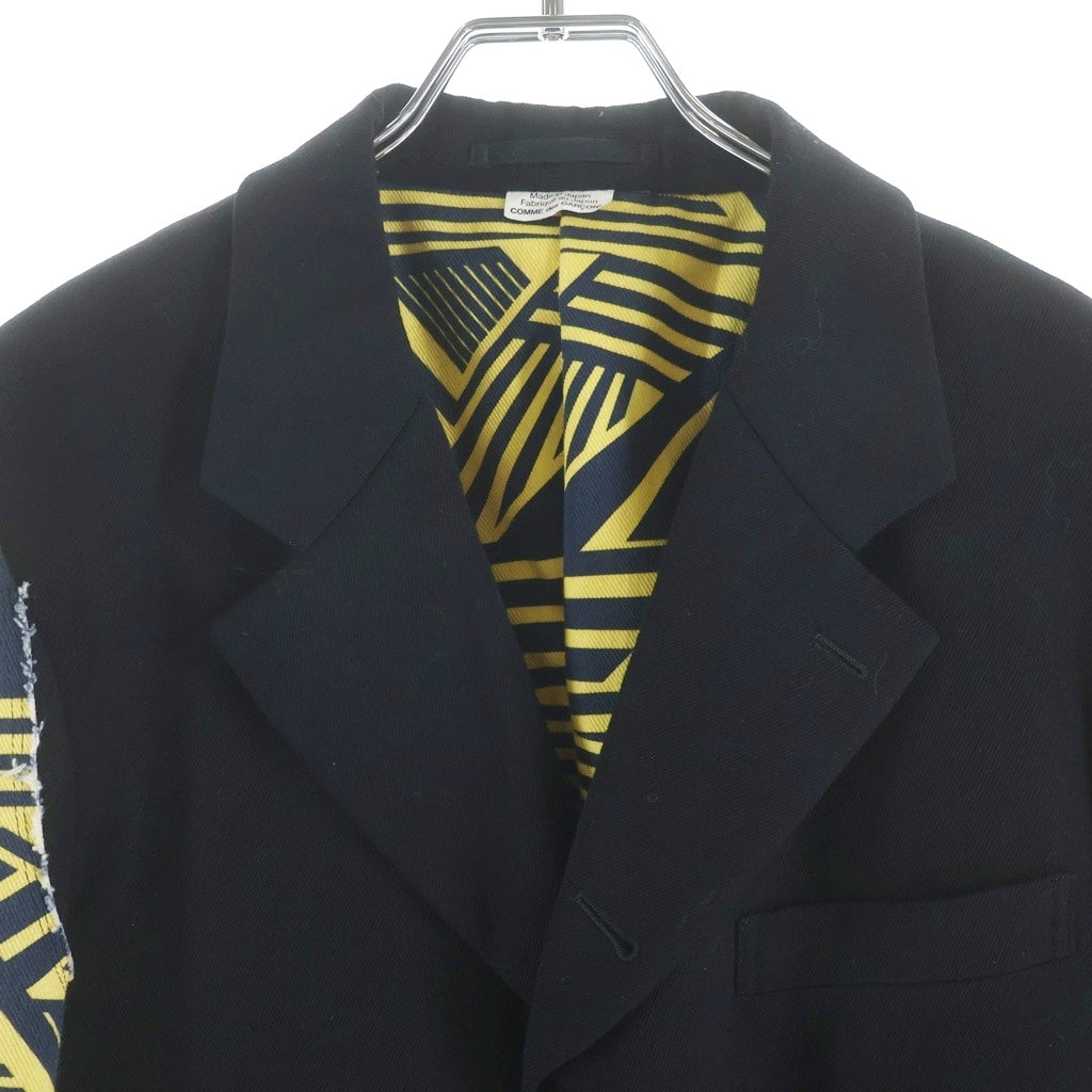 COMME des GARCONS(コムデギャルソン) アームデザイン切替 ウールジャケット ブラック/イエロー PK-J035