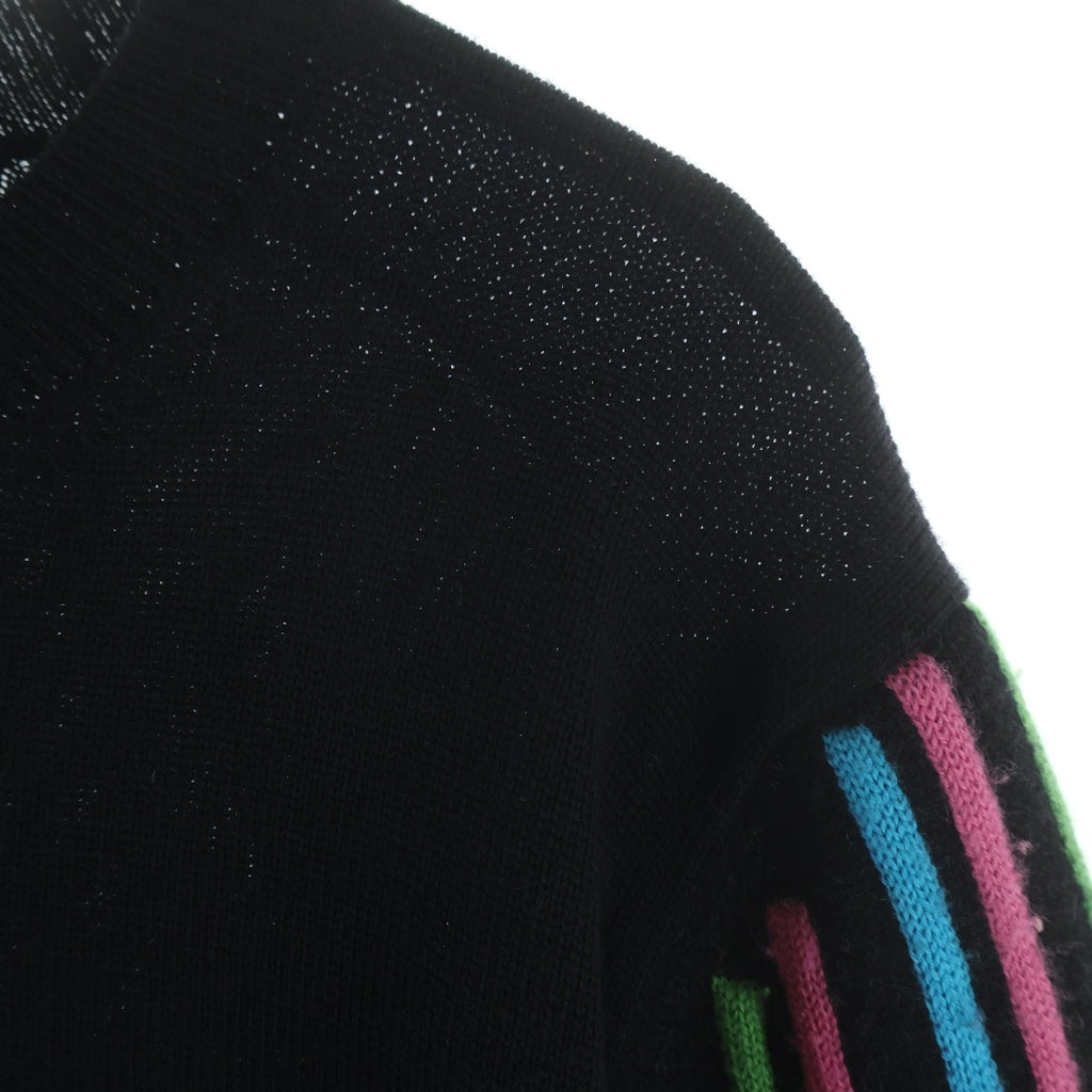 COMME des GARCONS HOMME PLUS(コムデギャルソンオムプリュス) アームデザイン ストライプ クルーネックニット セーター ブラック PR-N005