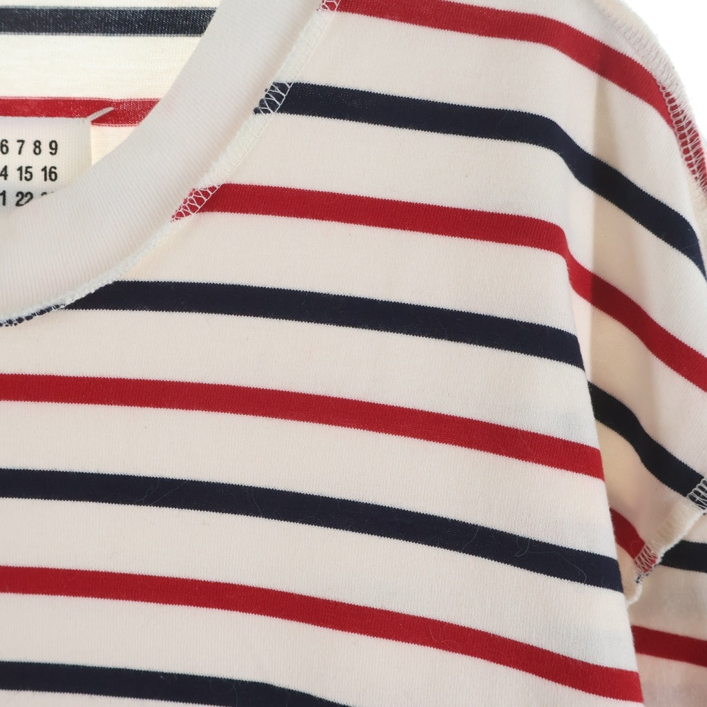 Maison Martin Margiela(メゾンマルタンマルジェラ) 18SS ストライプ コットン 長袖Tシャツ カットソー ホワイト S50GC0493
