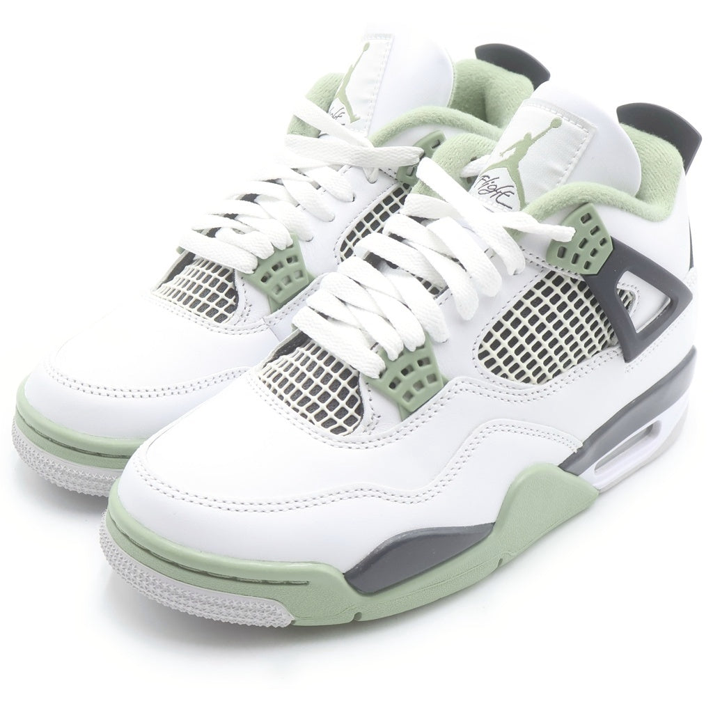 NIKE(ナイキ) AIR JORDAN 4 RETRO エア ジョーダン 4 レトロ ハイカットスニーカー シューズ ホワイト/グリーン US7/24cm レディース AQ9129-103