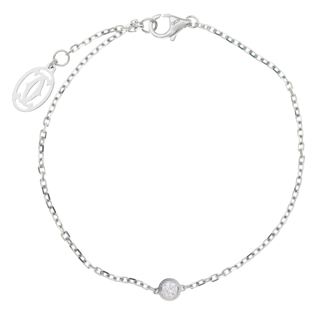 Cartier(カルティエ) ダムール SM 1Pダイヤ ブレスレット チェーン ホワイトゴールド Au750WG レディース