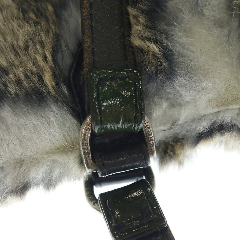 CHROME HEARTS(クロムハーツ) ダガージップ ファーハンドバック グレー レディース