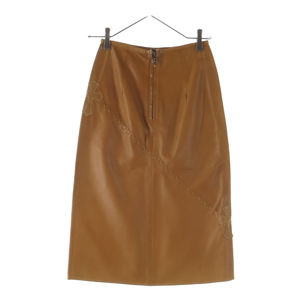 CHROME HEARTS(クロムハーツ) クロスパッチデザイン レザースカート レディース オレンジ
