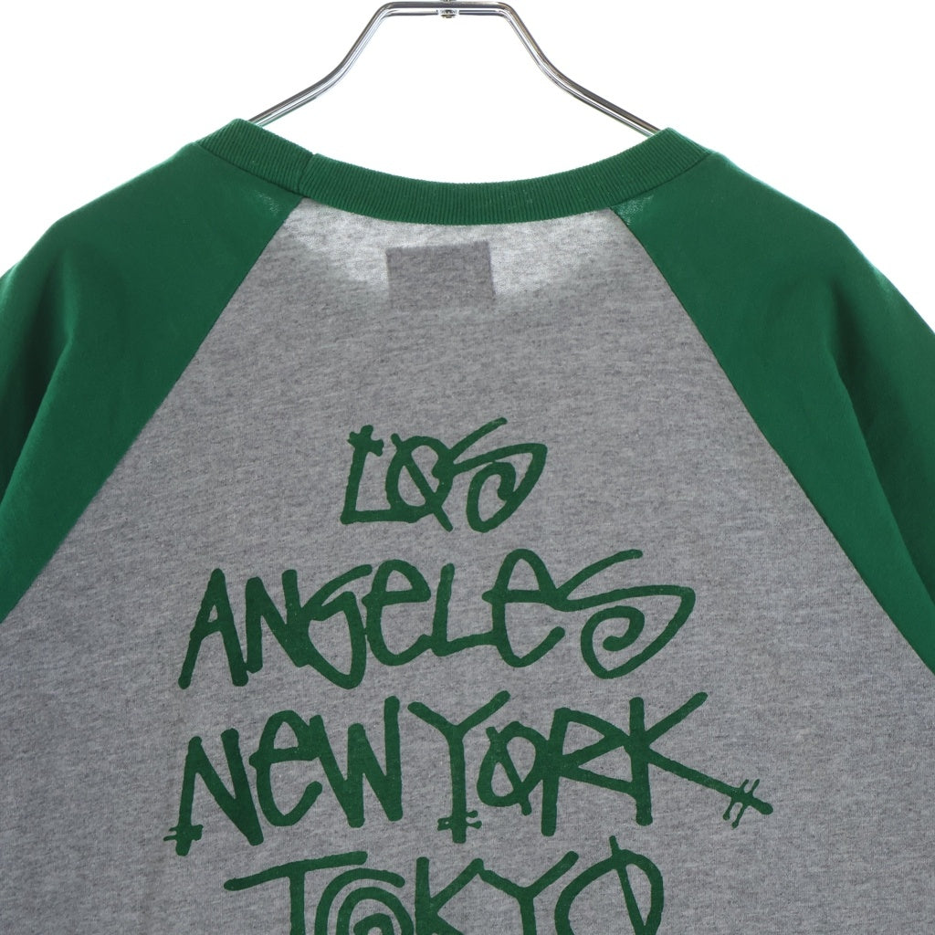 STUSSY(ステューシー) 00S VINTAGE CROWN ヴィンテージ クラウンロゴデザイン クルーネック カットソー ラグランスリーブ Tシャツ グリーン