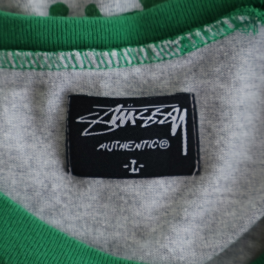 STUSSY(ステューシー) 00S VINTAGE CROWN ヴィンテージ クラウンロゴデザイン クルーネック カットソー ラグランスリーブ Tシャツ グリーン