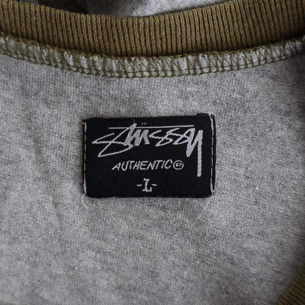 STUSSY(ステューシー) 00S VINTAGE CROWN ヴィンテージ クラウンロゴデザイン クルーネック カットソー ラグランスリーブ 半袖Tシャツ ブラウン