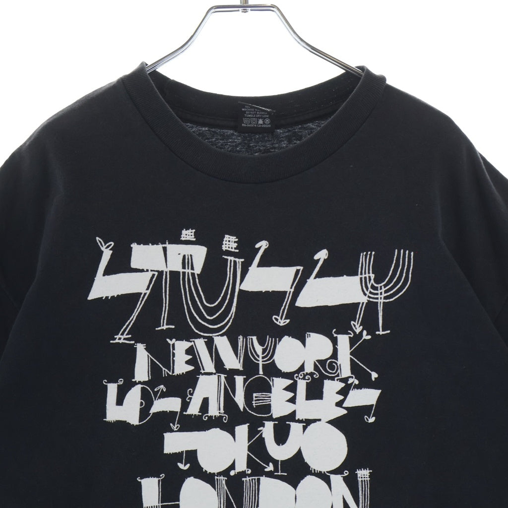 STUSSY(ステューシー) WORLD TOUR TEE ワールドツアー クルーネック カットソー 半袖Tシャツ ブラック