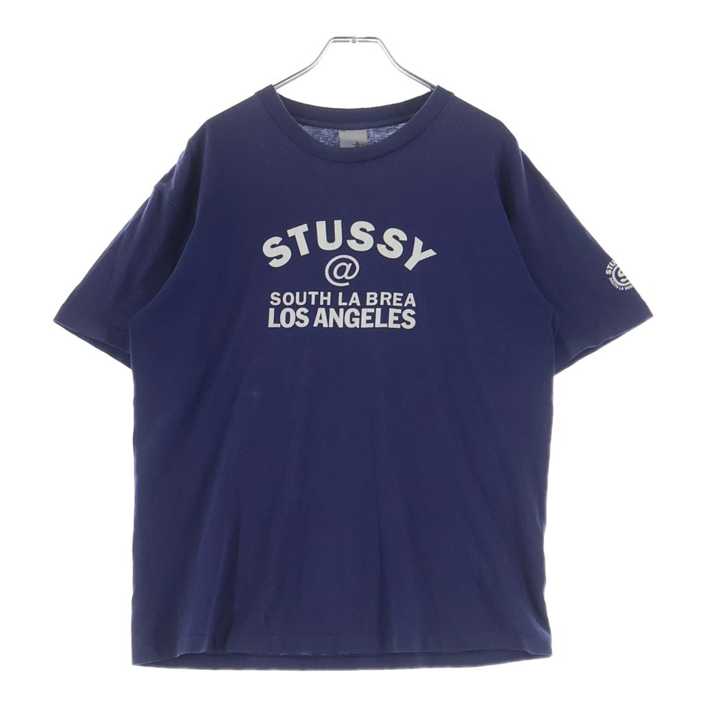 STUSSY(ステューシー) 90S VINTAGE LOSANGELES ヴィンテージ ロサンゼルス 銀タグ ロゴデザイン クルーネック カットソー 半袖Tシャツ ネイビー