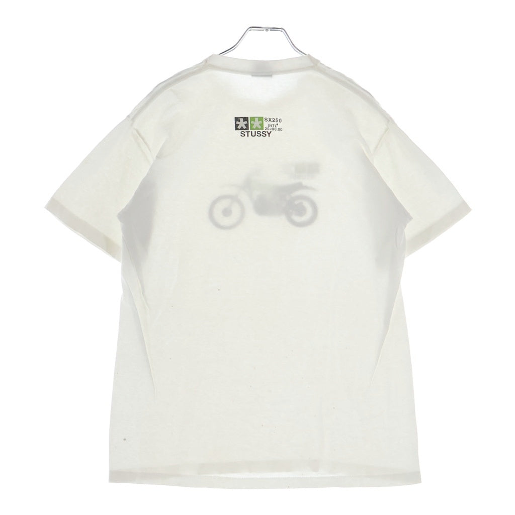 STUSSY(ステューシー) 90S VINTAGE SX250 ヴィンテージ バイクロゴデザイン クルーネック カットソー 半袖Tシャツ ホワイト