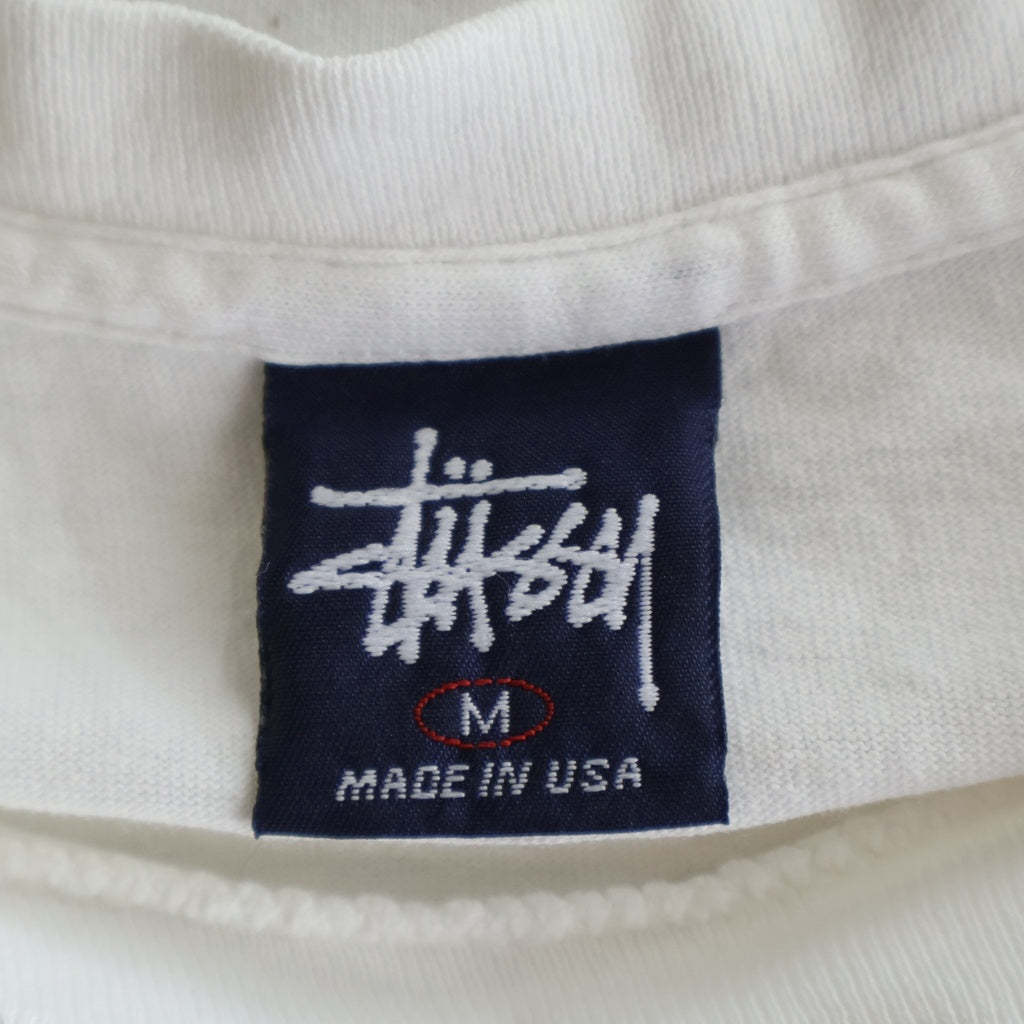 STUSSY(ステューシー) 90S VINTAGE SX250 ヴィンテージ バイクロゴデザイン クルーネック カットソー 半袖Tシャツ ホワイト