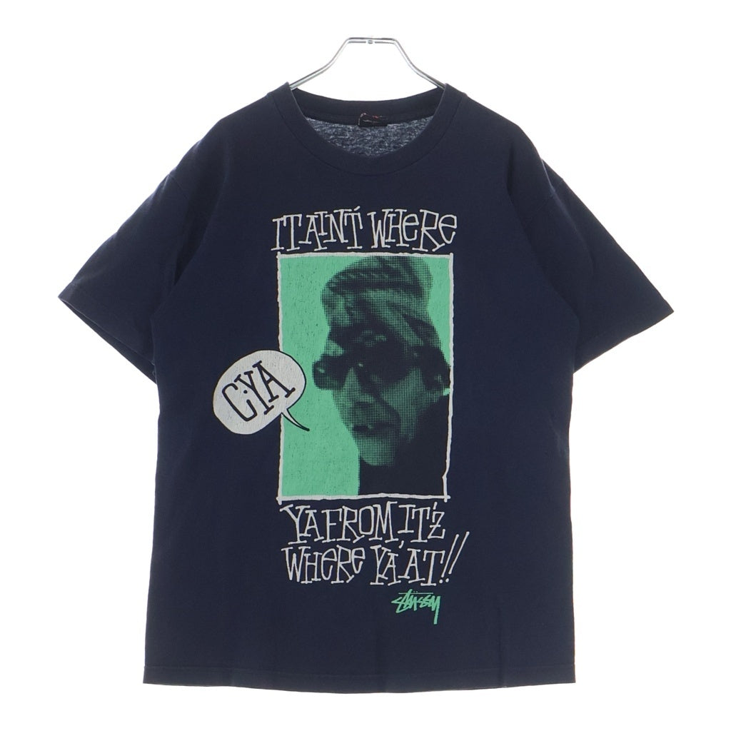 STUSSY(ステューシー) 00S VINTAGE C YA ヴィンテージ ロゴデザイン クルーネック カットソー 半袖Tシャツ ブラック