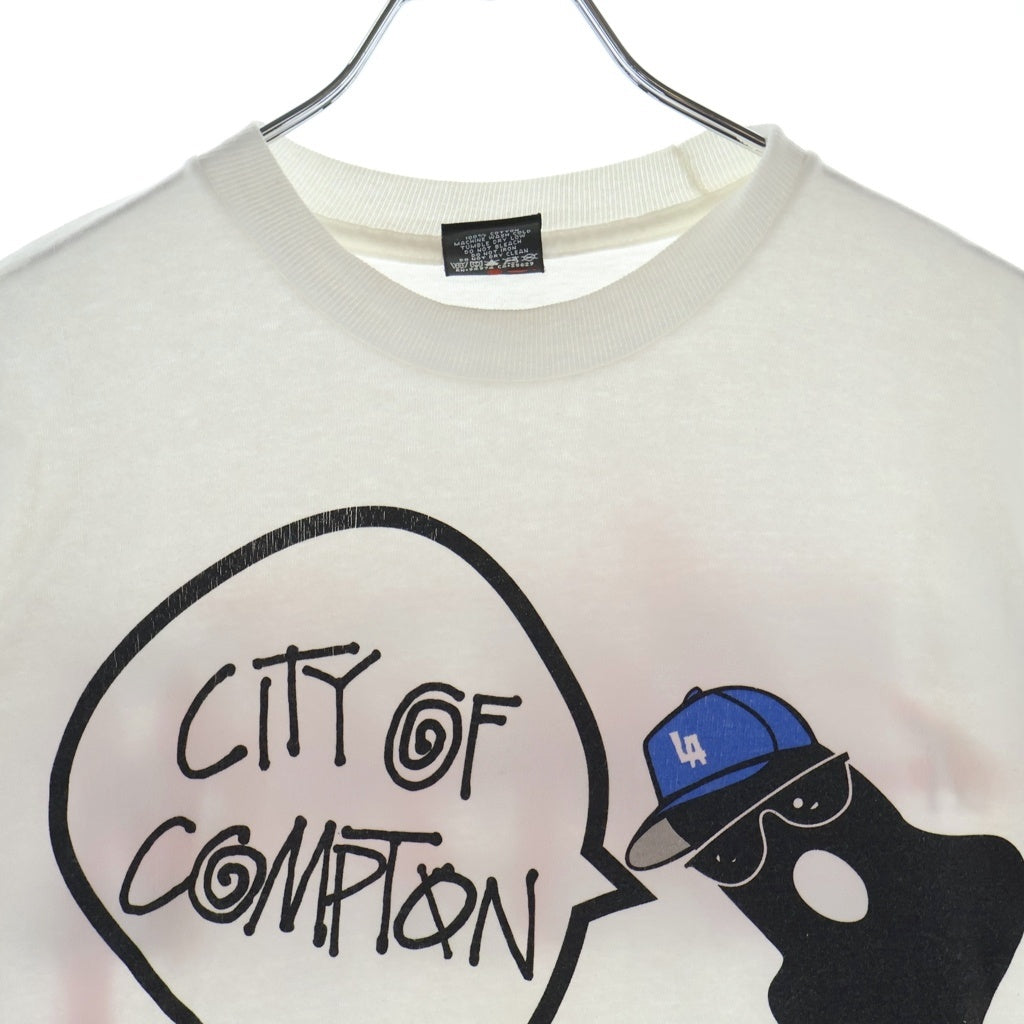 STUSSY(ステューシー) 00S VINTAGE CITY OF CIMPTON ヴィンテージ シティーオブコンプトン クルーネック カットソー 半袖Tシャツ ホワイト