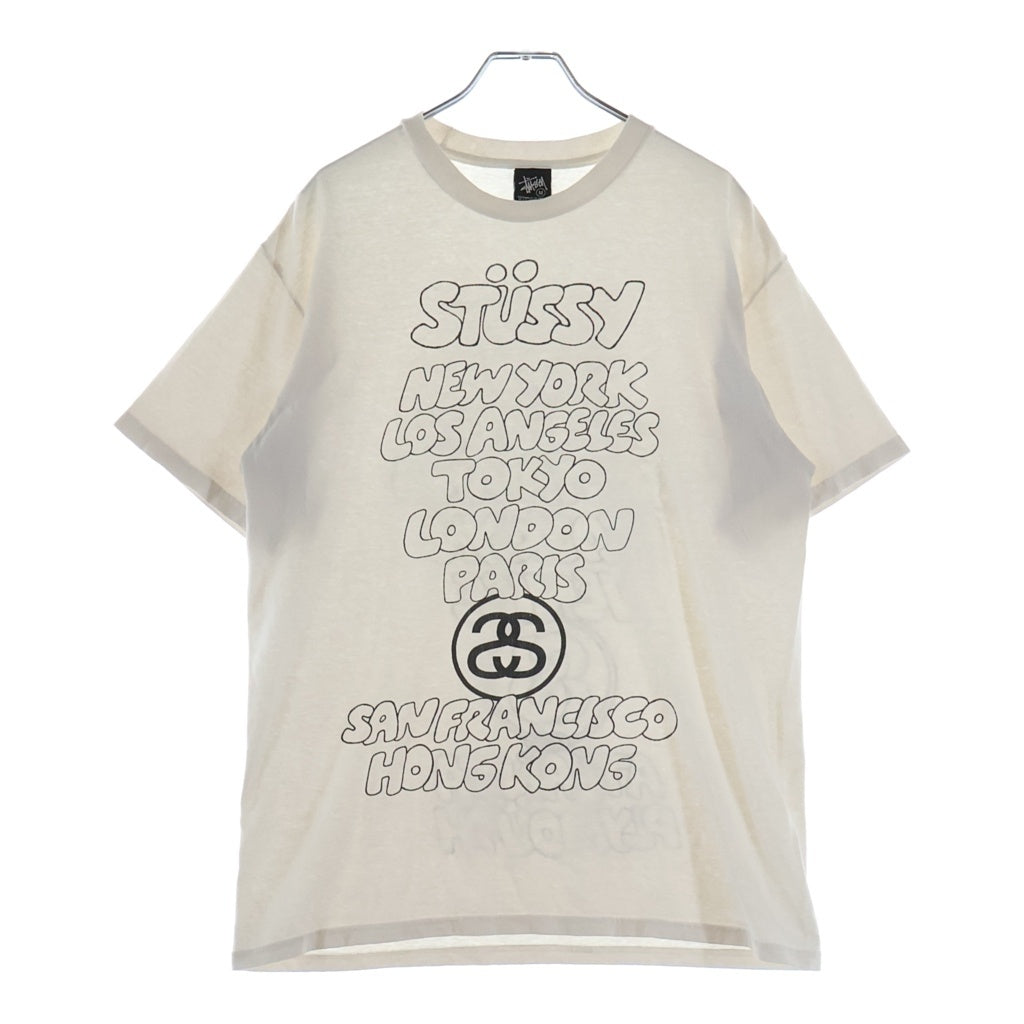 STUSSY(ステューシー) 00S VINTAGE WORLDTOUR ヴィンテージ ワールドツアー ロゴデザイン クルーネック カットソー 半袖Tシャツ ホワイト