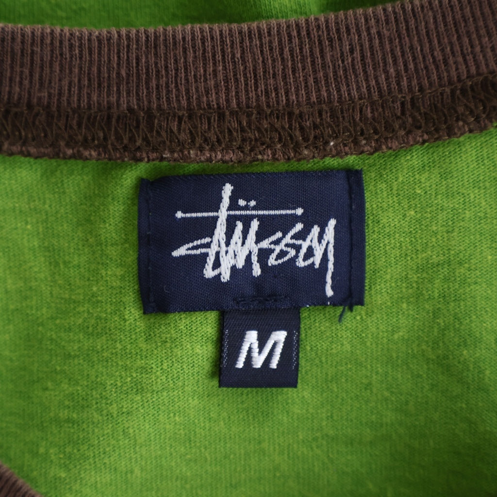 STUSSY(ステューシー) 90S VINTAGE LIVIN ヴィンテージ ロゴデザイン クルーネック カットソー ラグランTシャツ グリーン