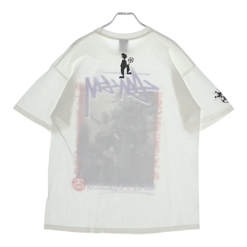STUSSY(ステューシー) 00S VINTAGE WORLD TRIBE ヴィンテージ ワールド トライブ サッカー ロゴデザイン クルーネック カットソー 半袖Tシャツ ホワイト