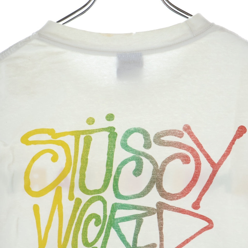 STUSSY(ステューシー) 00S VINTAGE ANNIVERSARY ヴィンテージ アニバーサリー ロゴデザイン クルーネック カットソー 半袖Tシャツ ホワイト