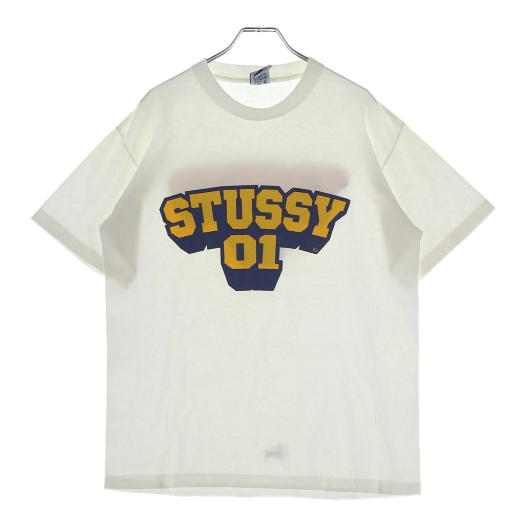 STUSSY(ステューシー) 90S VINTAGE 01 ヴィンテージ ロゴデザイン クルーネック カットソー 半袖Tシャツ ホワイト