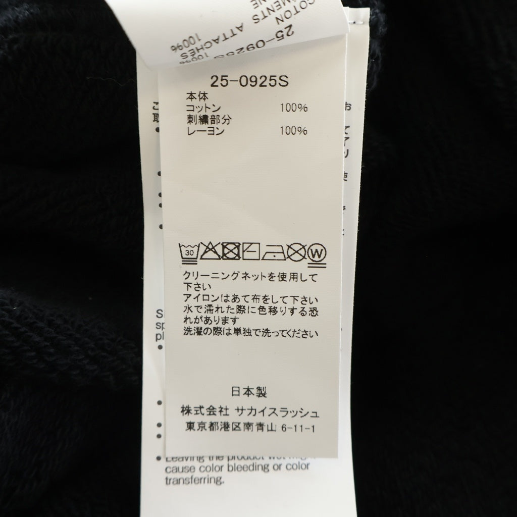 WTAPS(ダブルタップス) ×Sacai Flock Print Hoodie サカイプルオーバーパーカーフーディー ブラック 25-0925S