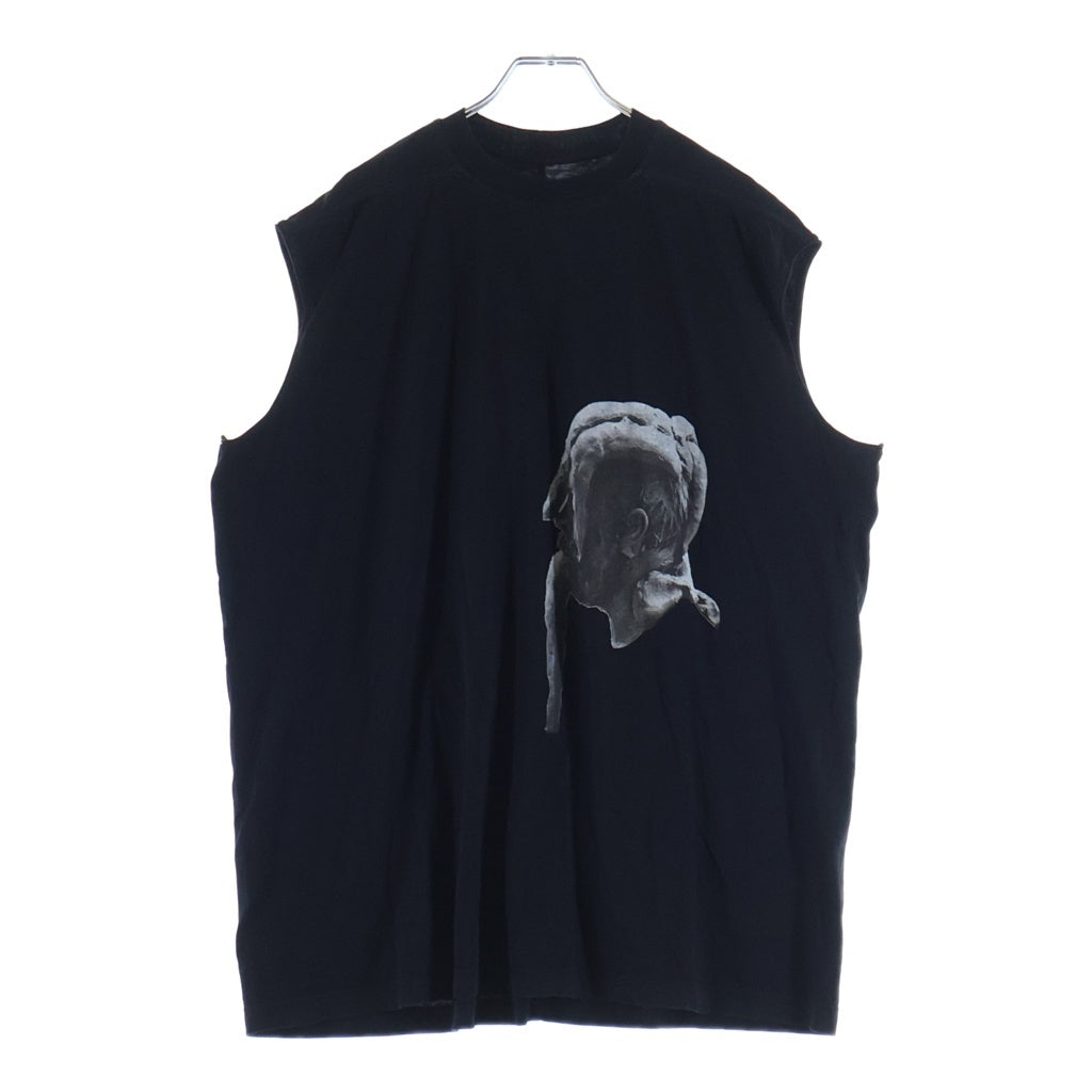Rick Owens(リックオウエンス) 20SS TECUATL THONAS HOUSEAGO トーマスハウスアゴー フロントロゴデザイン クルーネック カットソー ノースリーブ タンクトップ ブラック RR20S7100-RNEP11