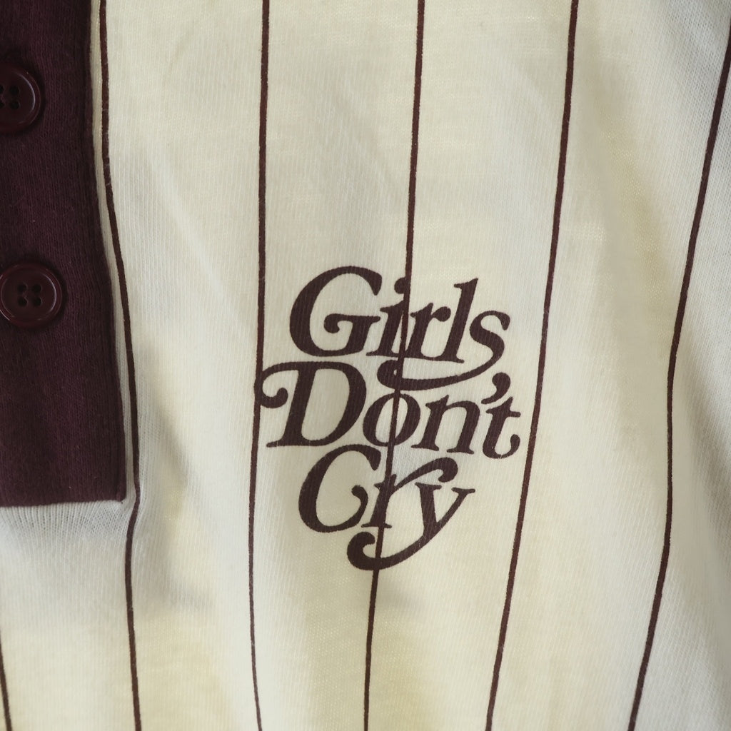 HUMAN MADE(ヒューマンメイド) ×Girl's Don't Cry ガールズドントクライ ストライプベースボールTシャツ カットソー レッド/アイボリー