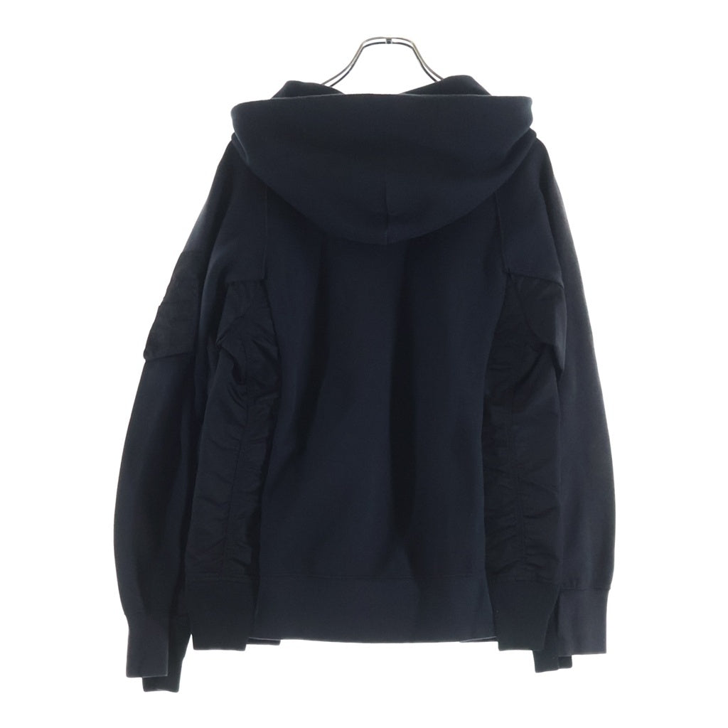 Sacai(サカイ) 20AW×NIKE Nsw Other Sports U Nrg Rh Hoodie ナイキ ロゴプリントナイロン切り替えプルオーバーパーカー ブラック S#CW2419