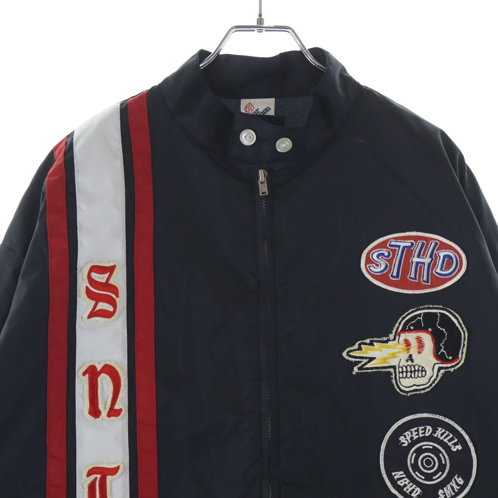 SAINT MICHAEL(セントマイケル) 25SS ×NEIGHBORHOOD STHD . JACKET SNTHD ネイバーフッド モーターサイクルタイプ ナイロンジャケット ジップアップブルゾン ブラック/レッド SM-HR8-0000-C73