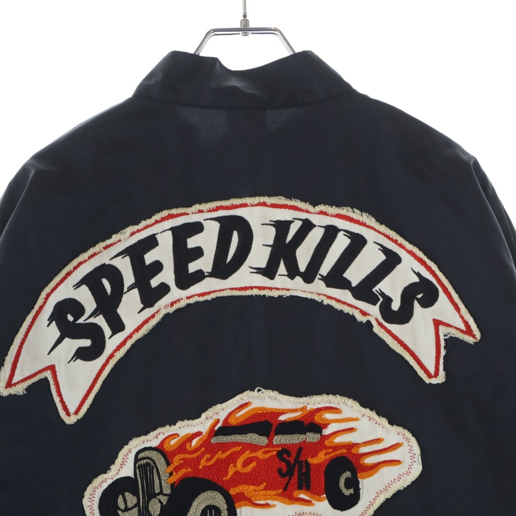 SAINT MICHAEL(セントマイケル) 25SS ×NEIGHBORHOOD STHD . JACKET SNTHD ネイバーフッド モーターサイクルタイプ ナイロンジャケット ジップアップブルゾン ブラック/レッド SM-HR8-0000-C73