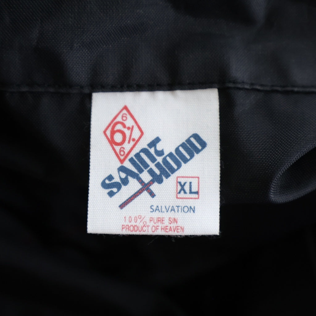 SAINT MICHAEL(セントマイケル) 25SS ×NEIGHBORHOOD STHD . JACKET SNTHD ネイバーフッド モーターサイクルタイプ ナイロンジャケット ジップアップブルゾン ブラック/レッド SM-HR8-0000-C73
