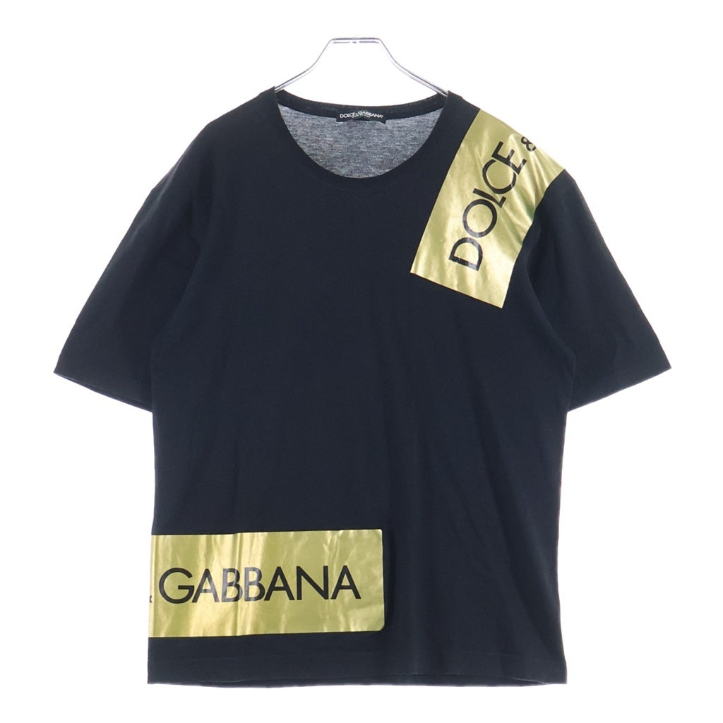 DOLCE & GABBANA(ドルチェアンドガッバーナ) LOGO TAPE ロゴテープ クルーネック カットソー 半袖Tシャツ ブラック