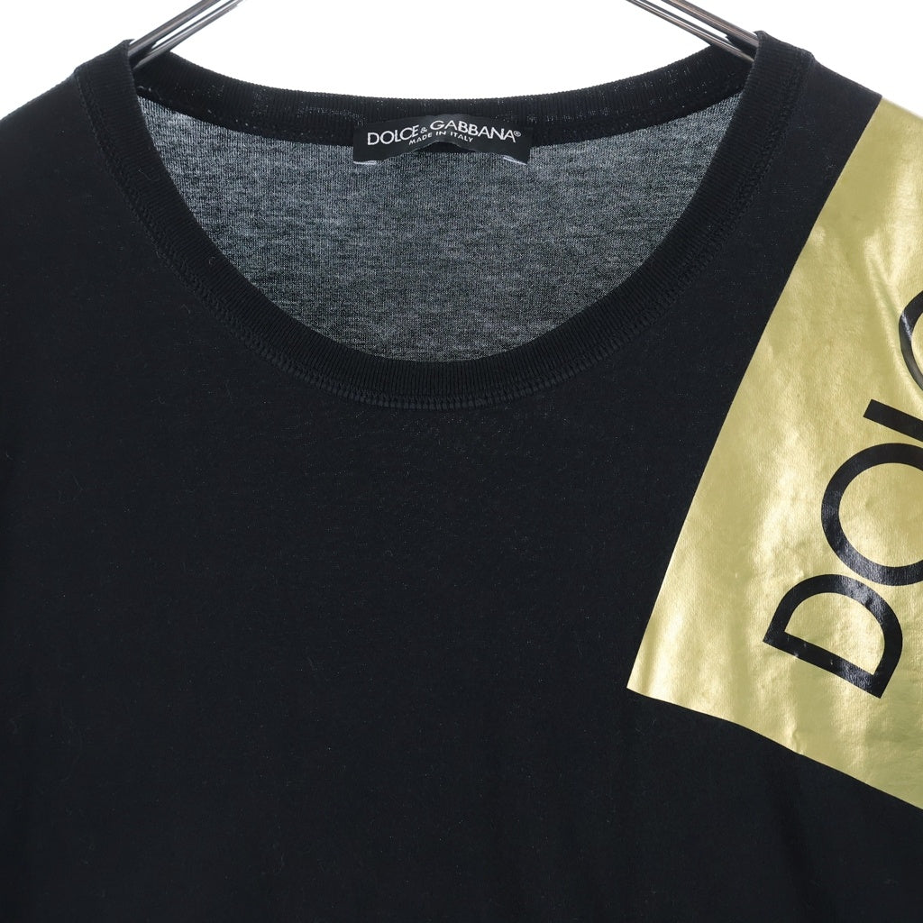 DOLCE & GABBANA(ドルチェアンドガッバーナ) LOGO TAPE ロゴテープ クルーネック カットソー 半袖Tシャツ ブラック