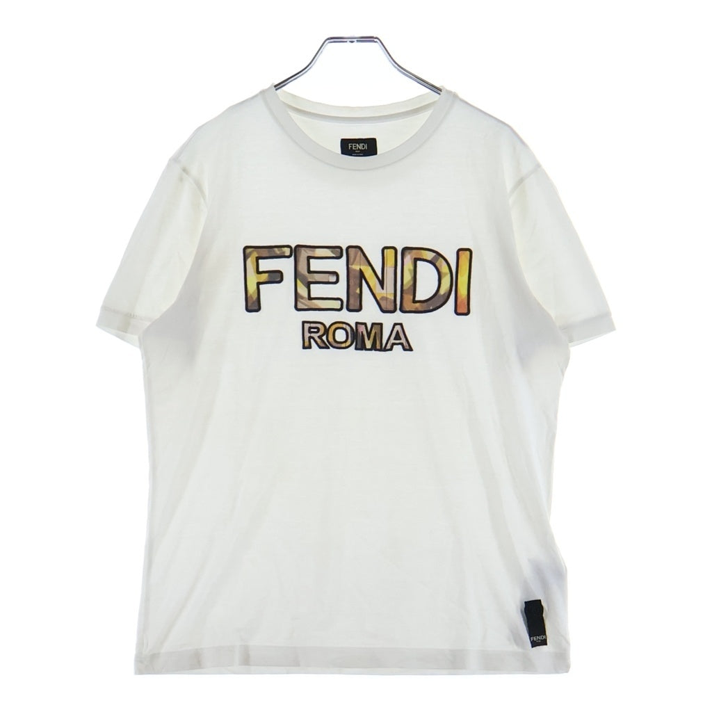 FENDI(フェンディ) ロゴデザイン クルーネック カットソー 半袖Tシャツ ホワイト FY0894ABR9