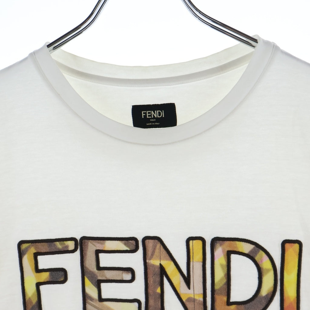 FENDI(フェンディ) ロゴデザイン クルーネック カットソー 半袖Tシャツ ホワイト FY0894ABR9