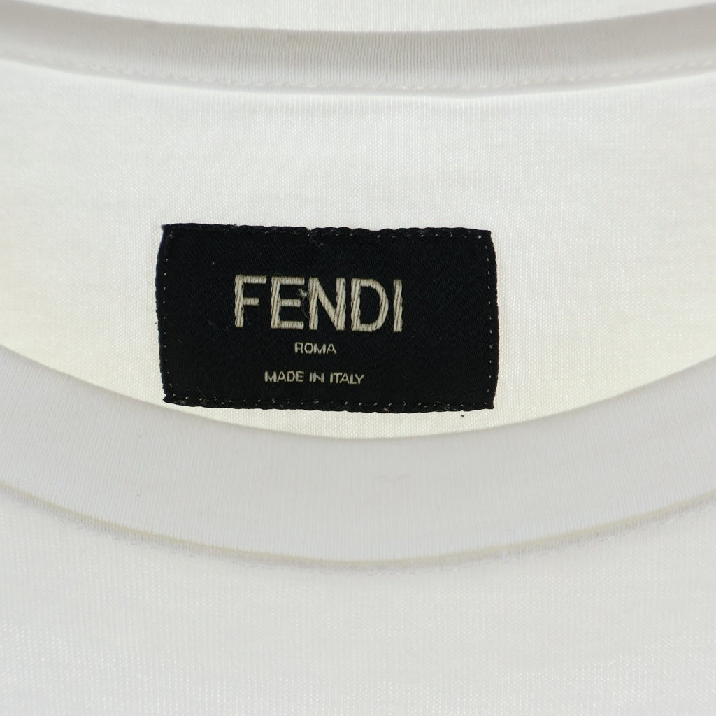 FENDI(フェンディ) ロゴデザイン クルーネック カットソー 半袖Tシャツ ホワイト FY0894ABR9