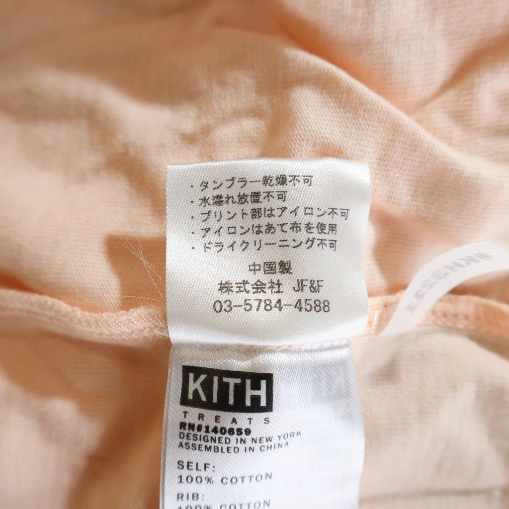KITH(キス) フロントロゴデザイン クルーネック カットソー 半袖Tシャツ ピンク KH2164