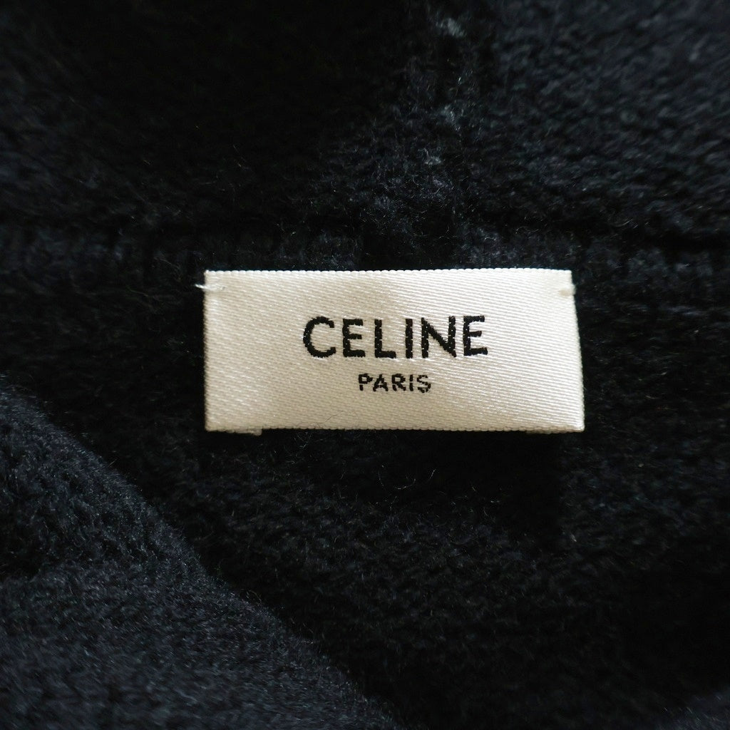 CELINE(セリーヌ) トリオンフ刺繍 カシミヤ プルオーバーニット フーディー ブラック 2AC87048T