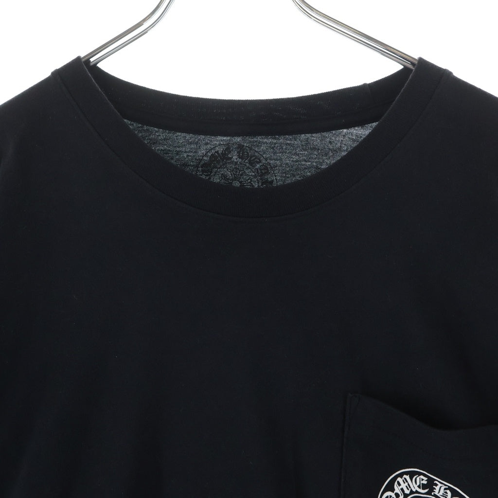 CHROME HEARTS(クロムハーツ) BACK HORSESHOE PRINT LS TEE バックホースシュー 袖フローラル プリント ロングスリーブ 長袖Tシャツ カットソー ブラック