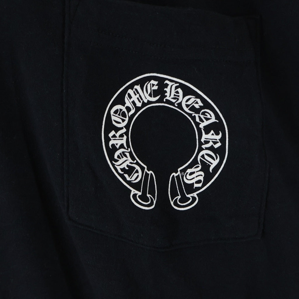 CHROME HEARTS(クロムハーツ) BACK HORSESHOE PRINT LS TEE バックホースシュー 袖フローラル プリント ロングスリーブ 長袖Tシャツ カットソー ブラック