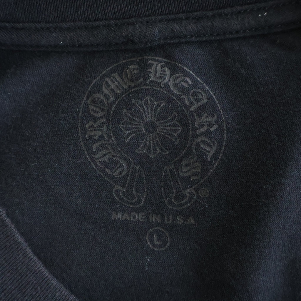 CHROME HEARTS(クロムハーツ) BACK HORSESHOE PRINT LS TEE バックホースシュー 袖フローラル プリント ロングスリーブ 長袖Tシャツ カットソー ブラック