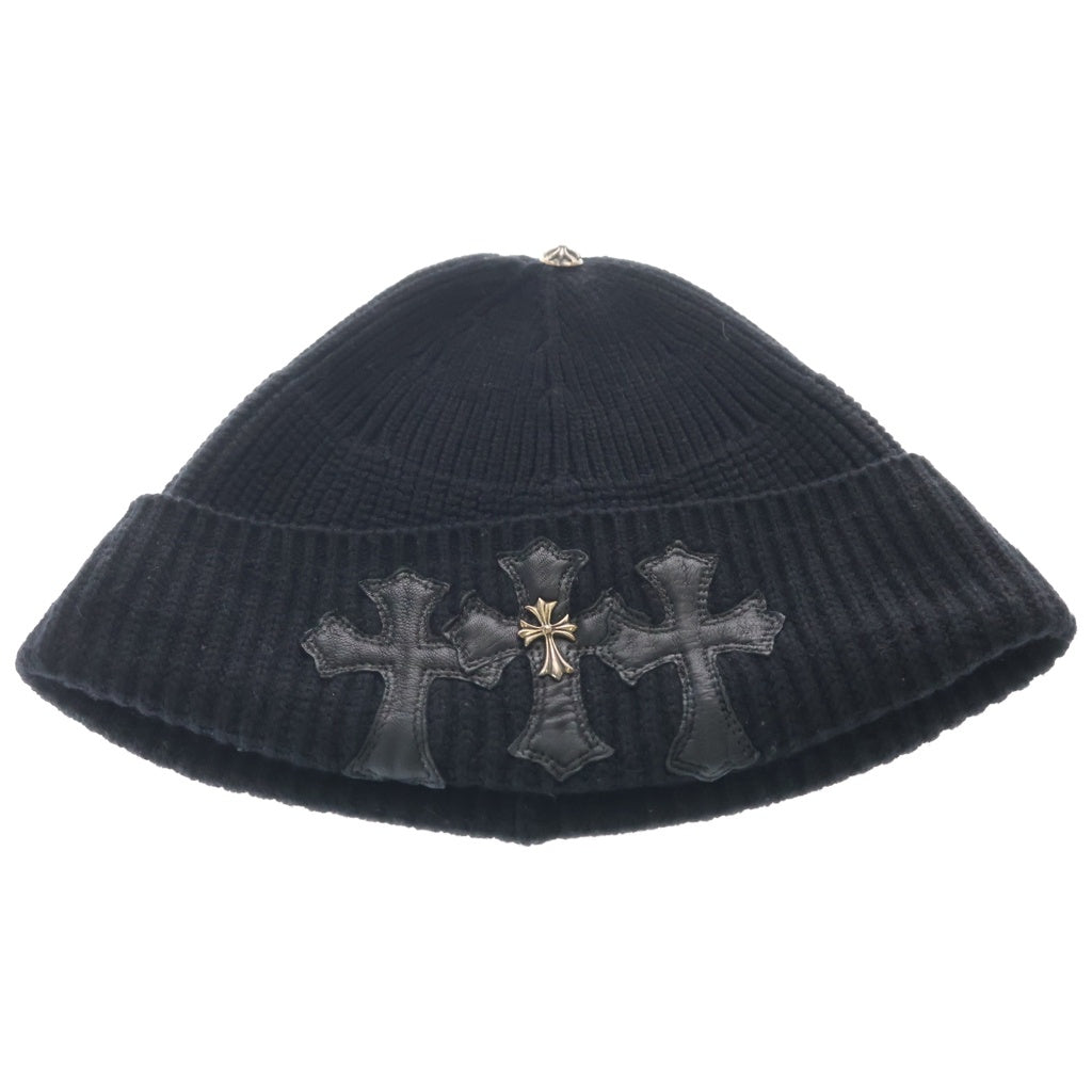 CHROME HEARTS(クロムハーツ) BEANIE BAIT&TACKLE セメタリークロスパッチ カシミア ビーニー 帽子 ブラック