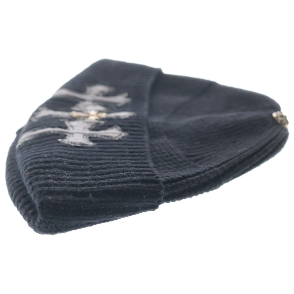 CHROME HEARTS(クロムハーツ) BEANIE BAIT&TACKLE セメタリークロスパッチ カシミア ビーニー 帽子 ブラック