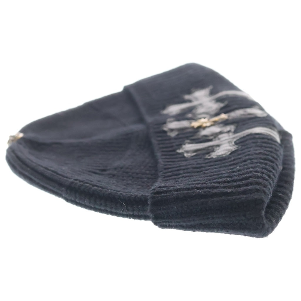 CHROME HEARTS(クロムハーツ) BEANIE BAIT&TACKLE セメタリークロスパッチ カシミア ビーニー 帽子 ブラック