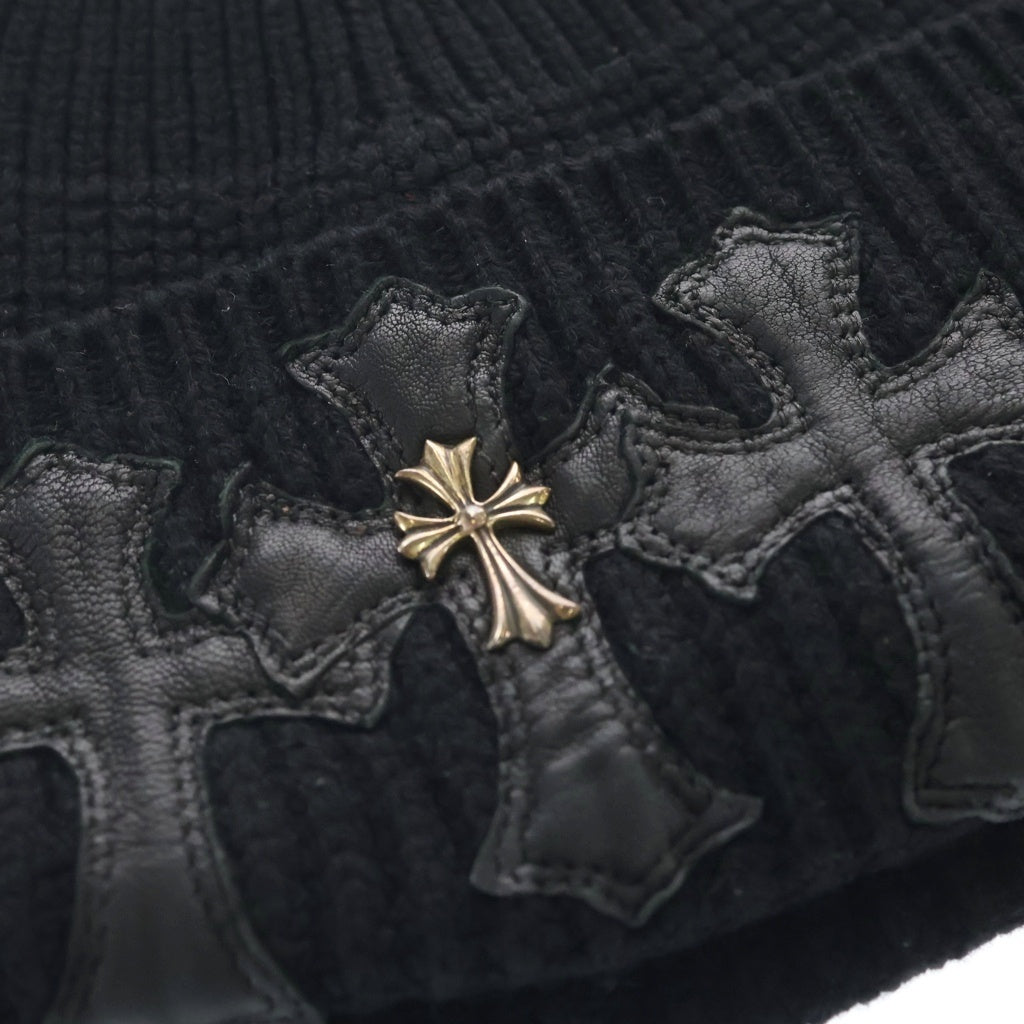 CHROME HEARTS(クロムハーツ) BEANIE BAIT&TACKLE セメタリークロスパッチ カシミア ビーニー 帽子 ブラック