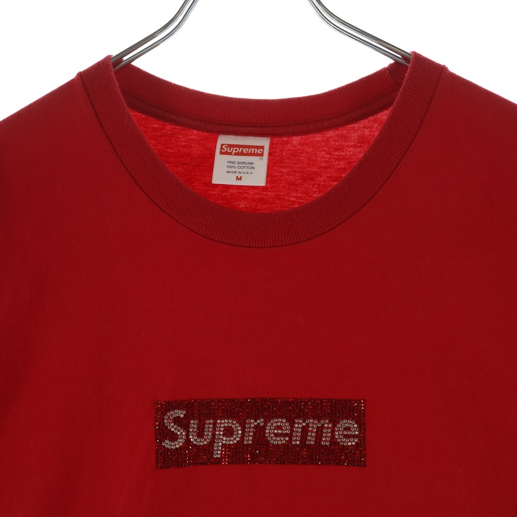 SUPREME(シュプリーム) 19SS ×Swarovski 25th Anniversary Box Logo Tee スワロフスキー 25周年記念 ボックスロゴTシャツ 半袖クルーネックカットソー レッド