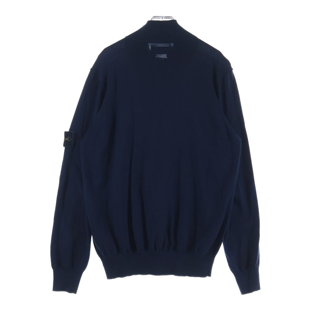 STONE ISLAND(ストーンアイランド) アームロゴデザイン ジップアップ ニット セーター ネイビー 8015542B2