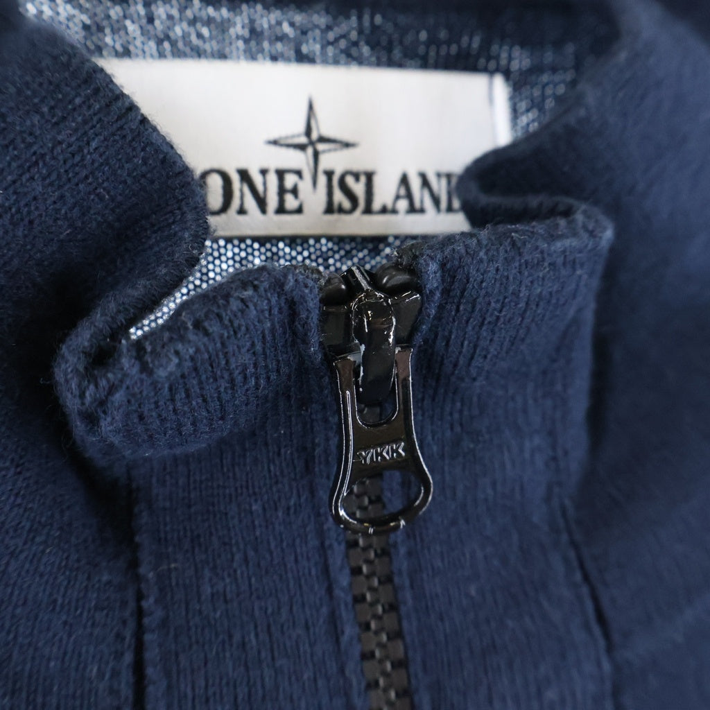 STONE ISLAND(ストーンアイランド) アームロゴデザイン ジップアップ ニット セーター ネイビー 8015542B2